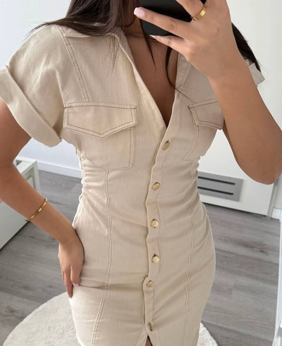Clara | Robe midi élégante en denim