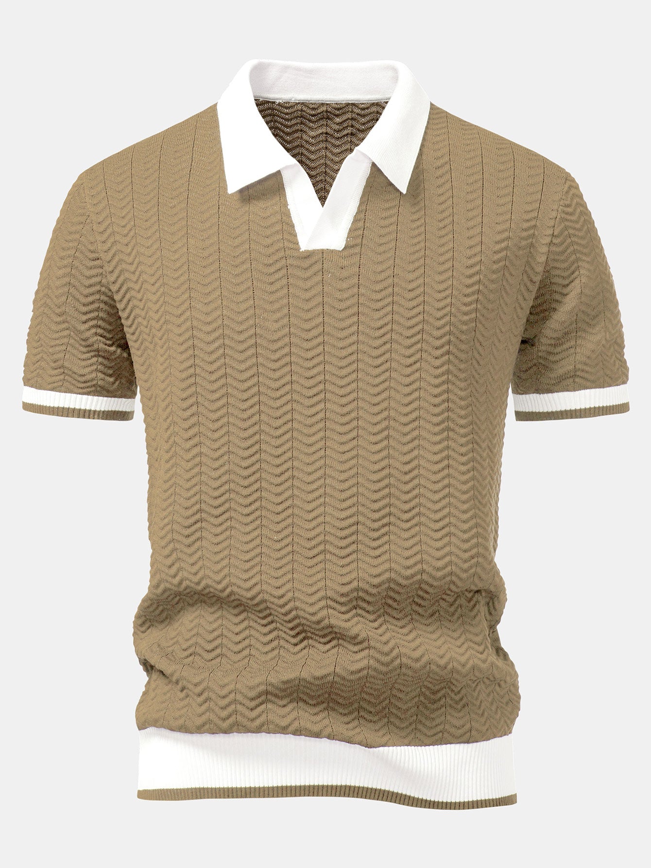 Ensemble Polo Texturé Contrasté & Short Chino en Coton