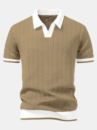 Ensemble Polo Texturé Contrasté & Short Chino en Coton