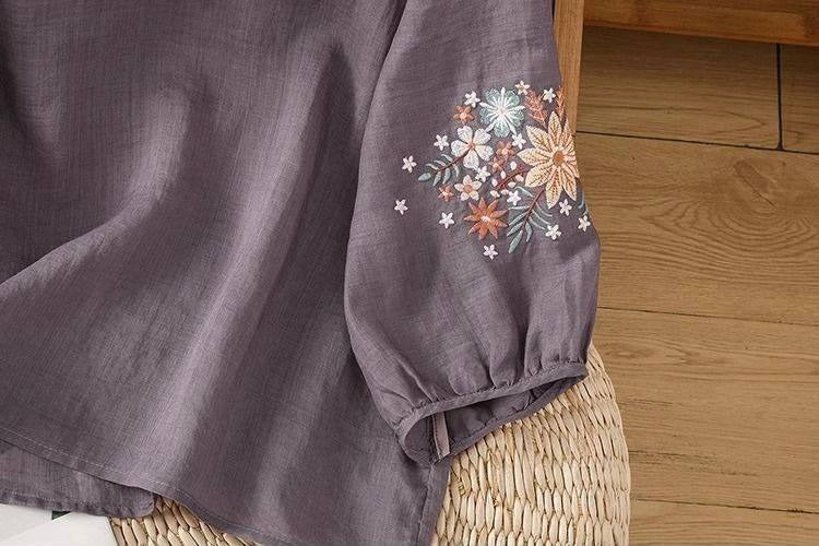 Haut brodé en coton de qualité supérieure