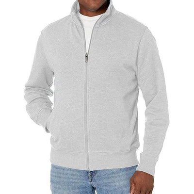 DOM | Veste sweat unie zippée à col montant pour hommes