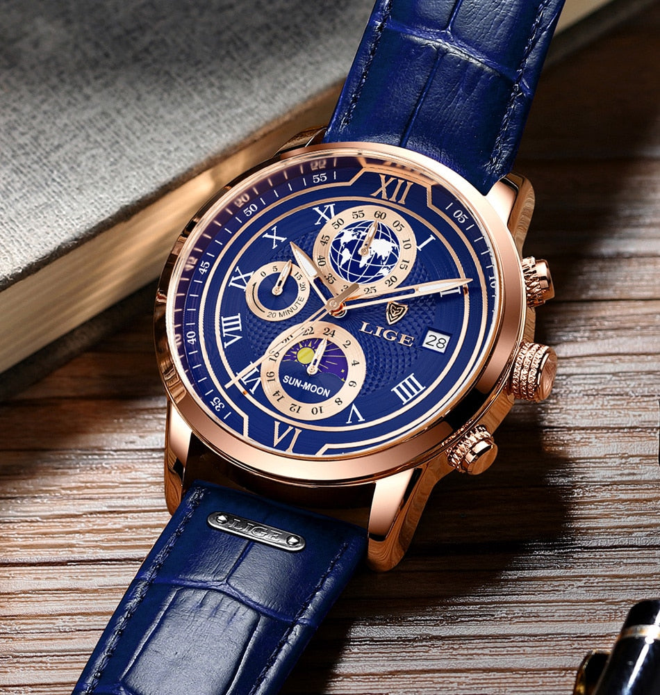 Montre Chronographe Premium en Cuir