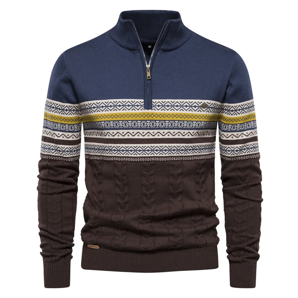 JASPE | Pull demi-zippé Fair Isle