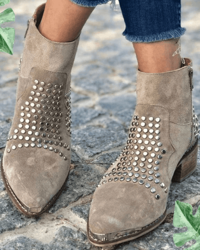 Valentina™ | Bottines à clous avec talon large et bout pointu