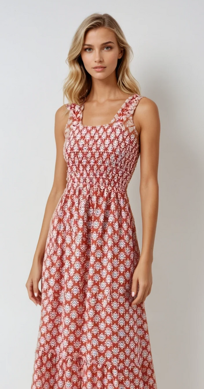 Noémie - Robe D'Été Sans Manches Smockée Pour Femme