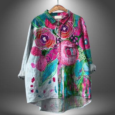 Chemise fleurie artisanale pour femme