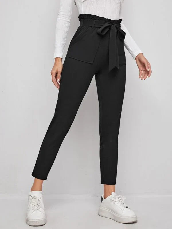 Sandra | Pantalon Avec Nœud Pour Femme | Noir