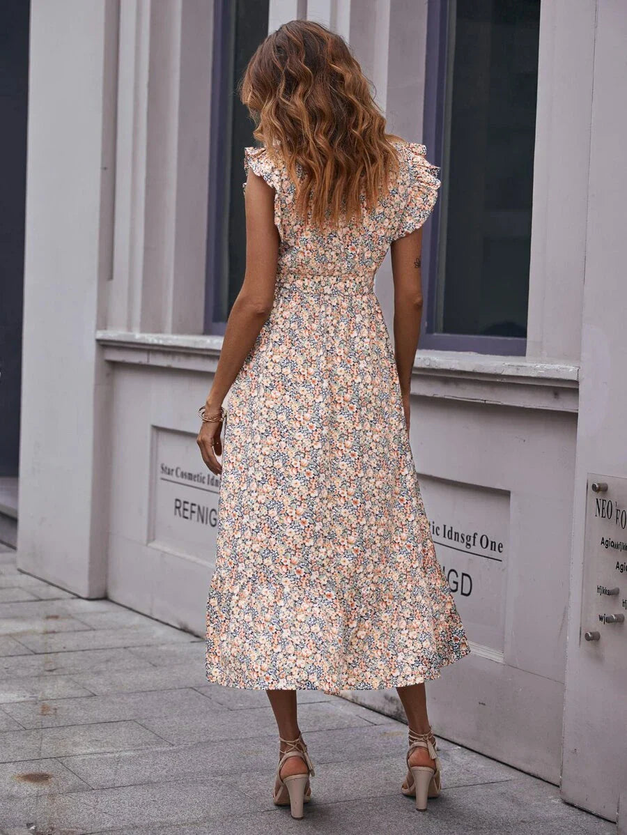 Aurora | Robe Chic Fleurie Pour Femme | Midi