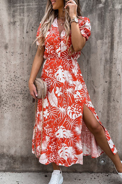 Georgia - Robe longue à fleurs et col en V