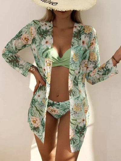 Bikini femme – Haut croisé ajustable – Taille haute – Tissu stretch respirant
