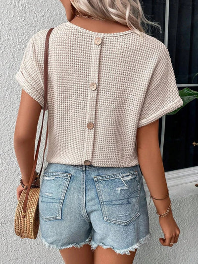 Manon | Top Manches À Poignets Roulés Pour Femme | Simple