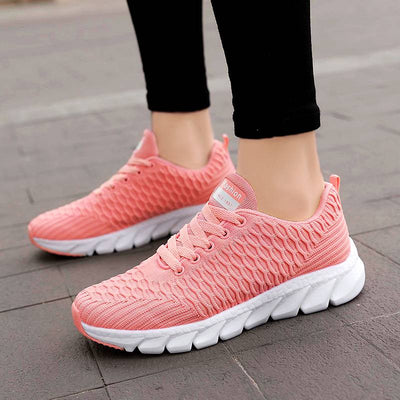 Baskets femme – Basse coupe – Maille respirante – Semelle mémoire de forme – Lacets ajustables