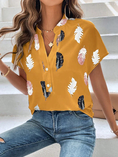 Genevieve | Top Design En Plumes Pour Femme | Manche Courte