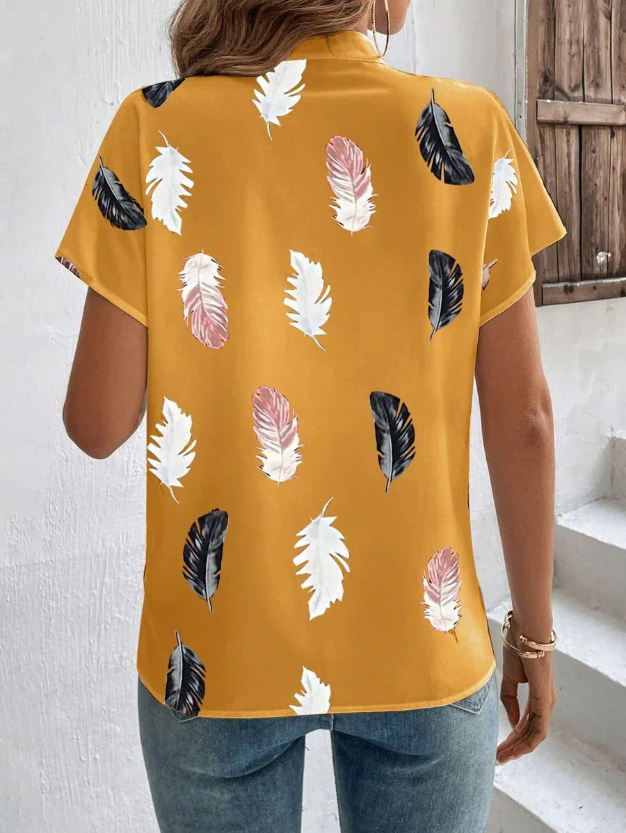 Genevieve | Top Design En Plumes Pour Femme | Manche Courte