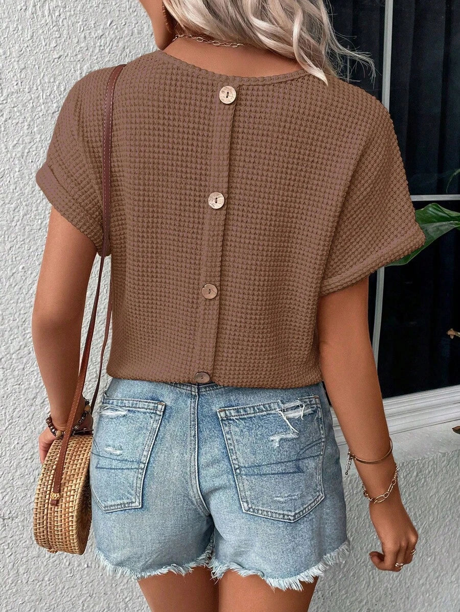 Manon | Top Manches À Poignets Roulés Pour Femme | Simple