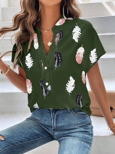 Genevieve | Top Design En Plumes Pour Femme | Manche Courte