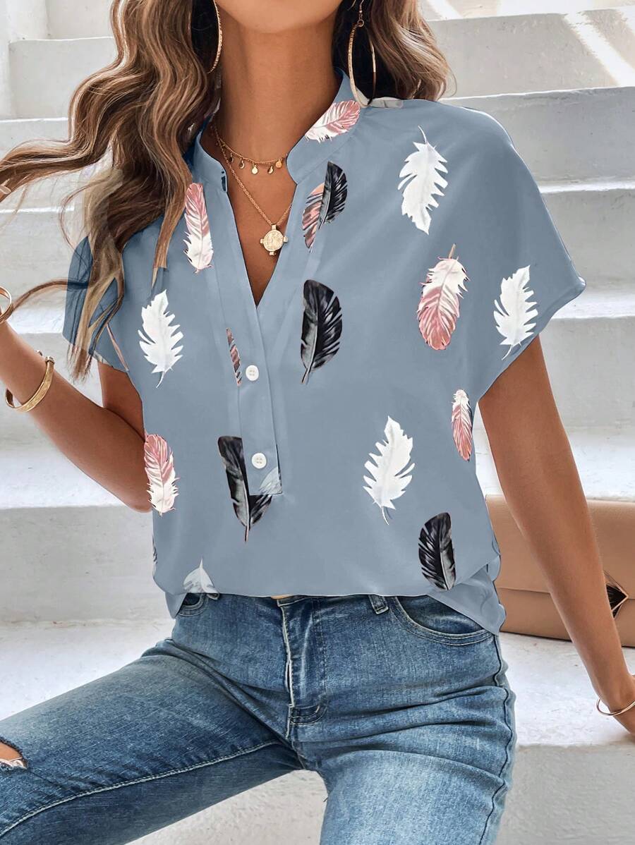 Genevieve | Top Design En Plumes Pour Femme | Manche Courte
