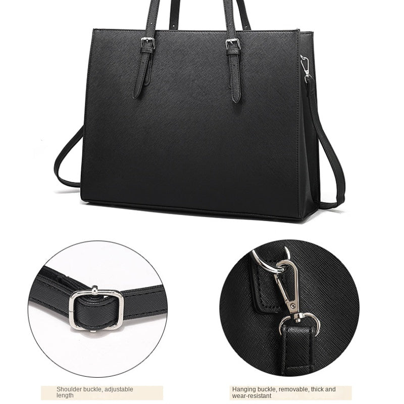 Sacoche d'ordinateur portable en cuir pour femmes avec bandoulière pratique