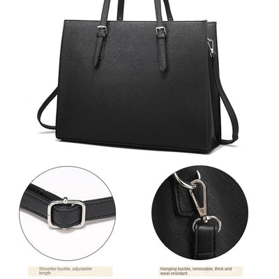 Sacoche d'ordinateur portable en cuir pour femmes avec bandoulière pratique
