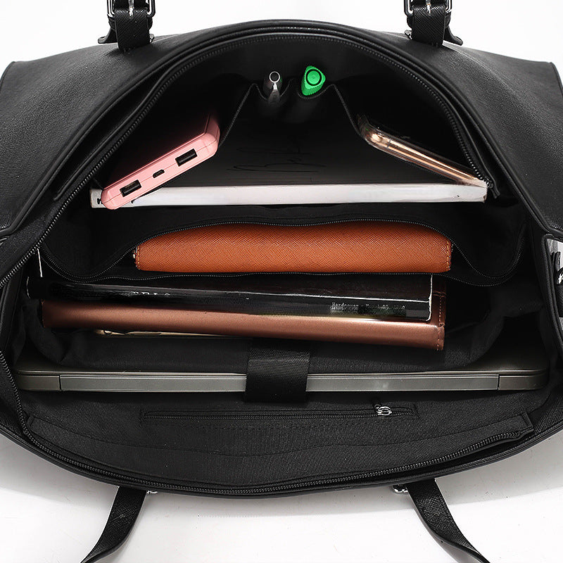 Sacoche d'ordinateur portable en cuir pour femmes avec bandoulière pratique