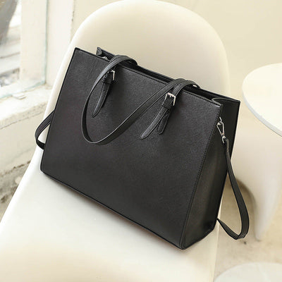 Sacoche d'ordinateur portable en cuir pour femmes avec bandoulière pratique