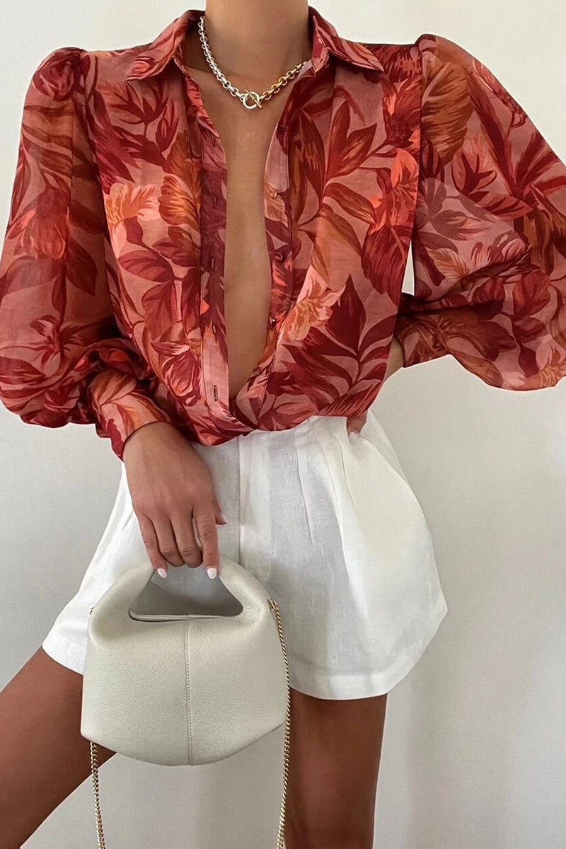 Jane | Blouse en fleurs avec manches bouffantes pour femmes