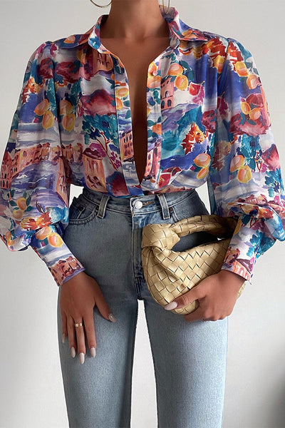 Jane | Blouse en fleurs avec manches bouffantes pour femmes