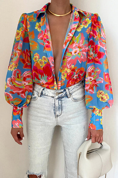 Jane | Blouse en fleurs avec manches bouffantes pour femmes