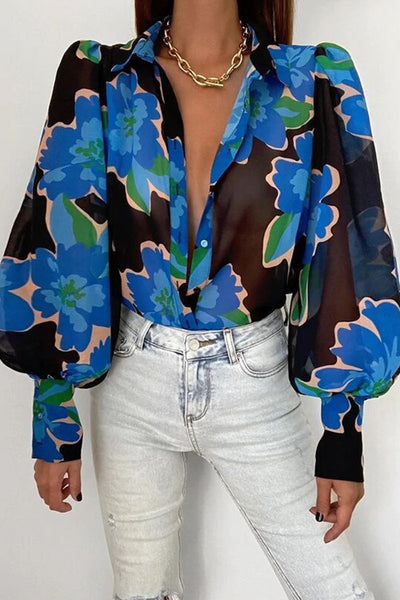 Jane | Blouse en fleurs avec manches bouffantes pour femmes