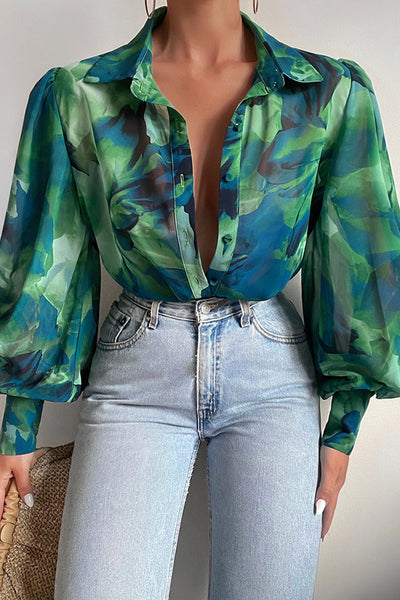 Jane | Blouse en fleurs avec manches bouffantes pour femmes