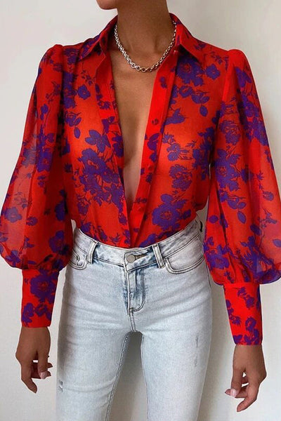 Jane | Blouse en fleurs avec manches bouffantes pour femmes
