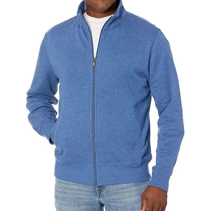 DOM | Veste sweat unie zippée à col montant pour hommes