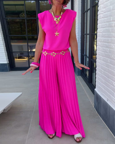 Costume Élégant Plissé Pantalon Large