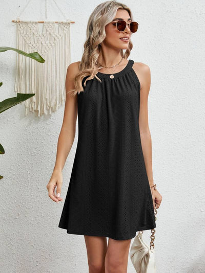 Robe de plage femme – Sans bretelles – Coupe évasée – Tissu ajouré respirant