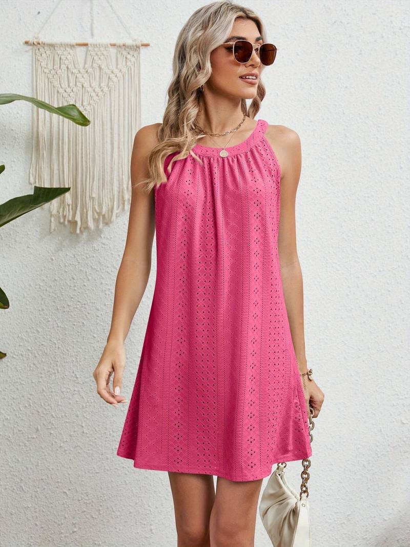Robe de plage femme – Sans bretelles – Coupe évasée – Tissu ajouré respirant