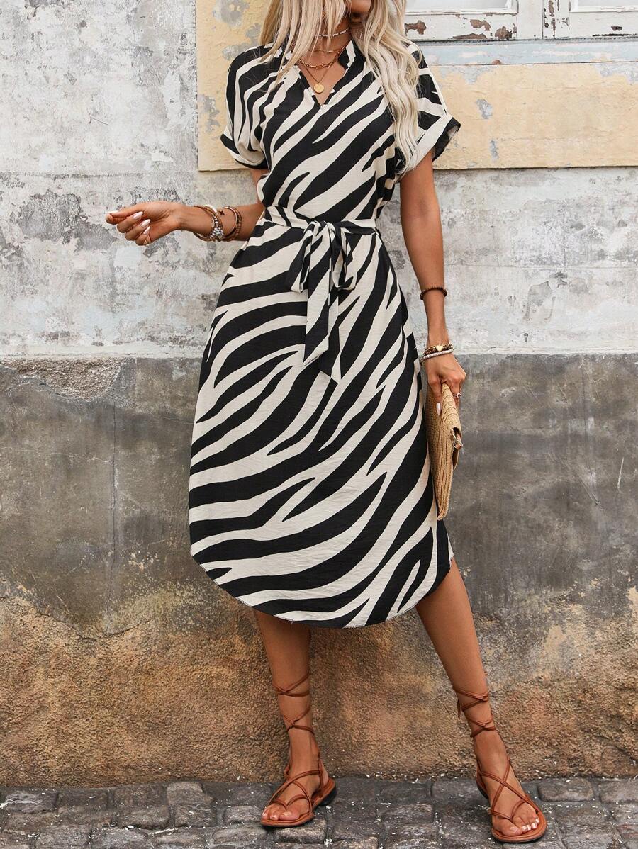 Morgan | Robe Chemise Motif Zébré Pour Femme | Mini