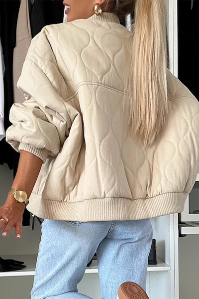 Veste matelassée femme – Coupe décontractée – Boutons pression – Finition côtelée