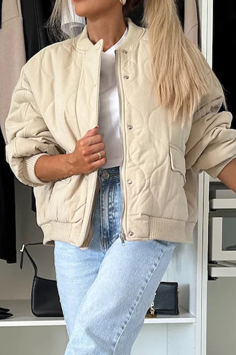 Veste matelassée femme – Coupe décontractée – Boutons pression – Finition côtelée