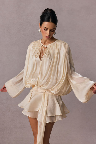 Mini-robe plissée à ourlet volanté Beryl