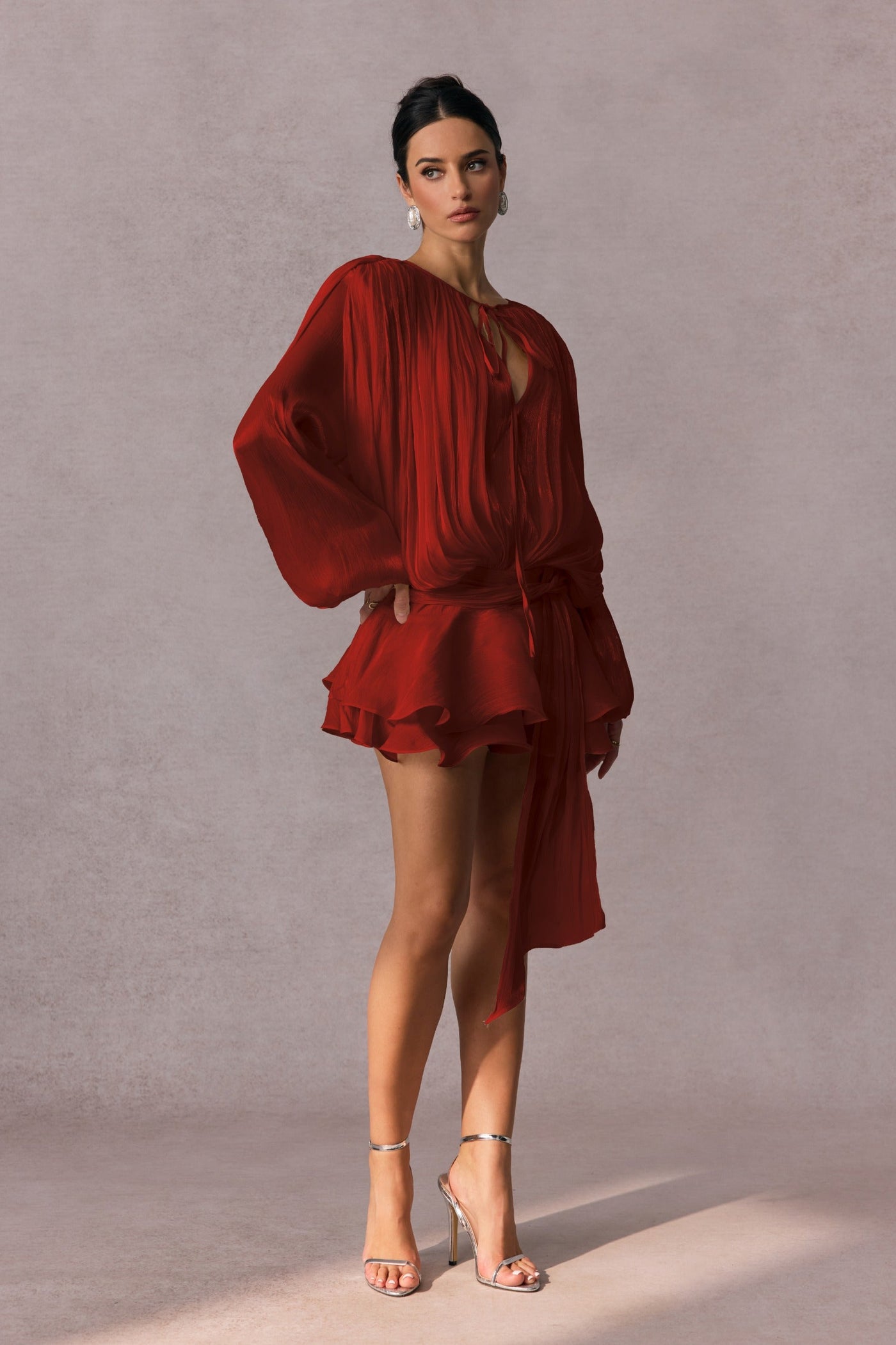 Mini-robe plissée à ourlet volanté Beryl