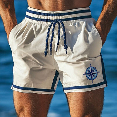 Short de plage à imprimé boussole