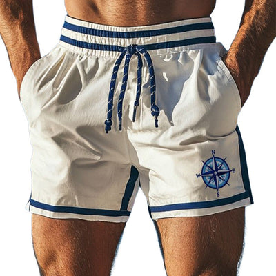 Short de plage à imprimé boussole