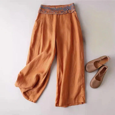 PANTALON EN LIN CORAIL