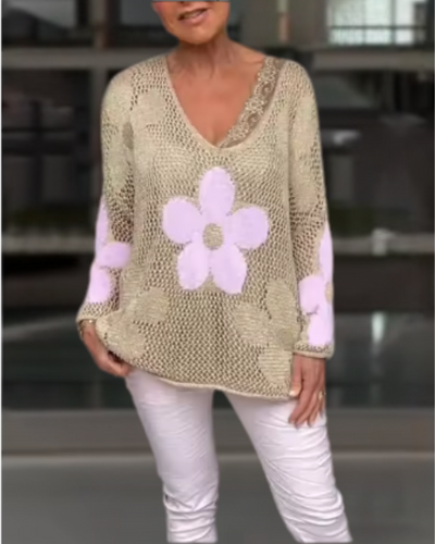 MADOVA – Haut Tricoté à Fleurs