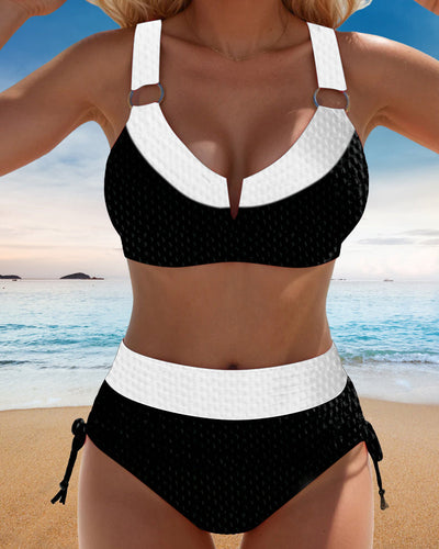 Bikini Bralette Contraste Taille Haute