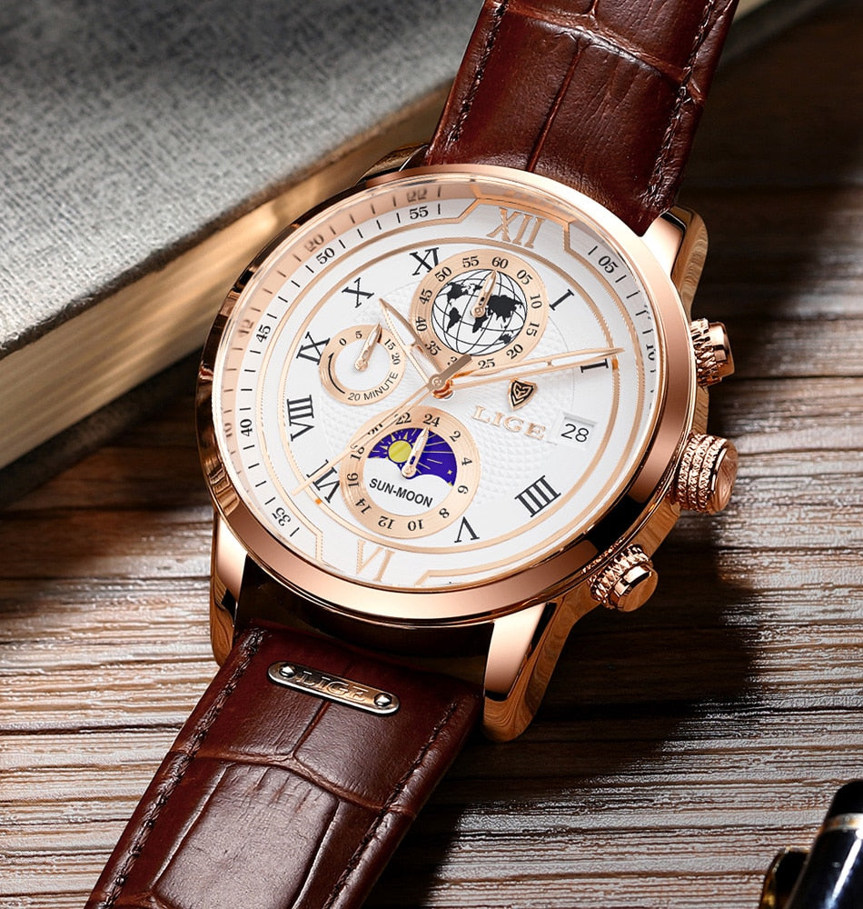 Montre Chronographe Premium en Cuir