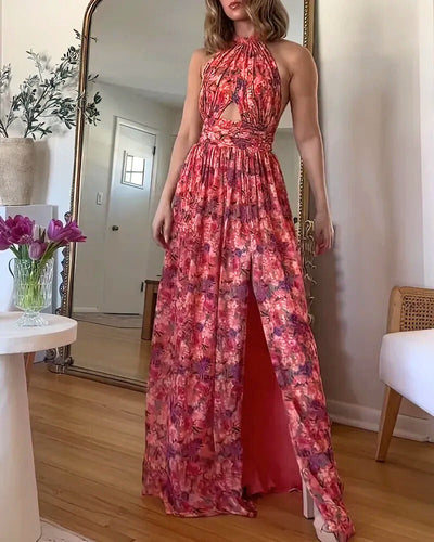 ISALUNA – Robe Longue à Imprimé Fleuri