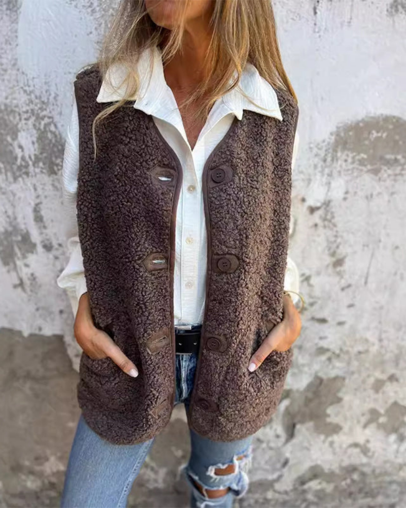DANELA - GILET D'HIVER EN LAINE DOUCE POUR FEMME