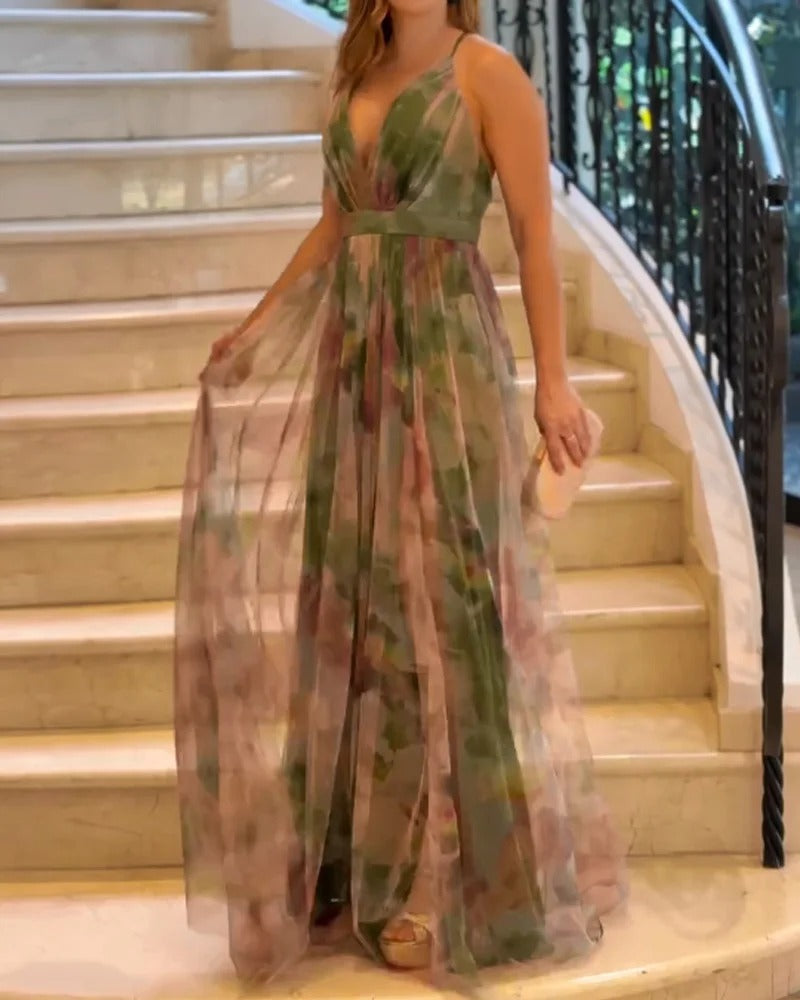 Robe élégante en mousseline imprimée