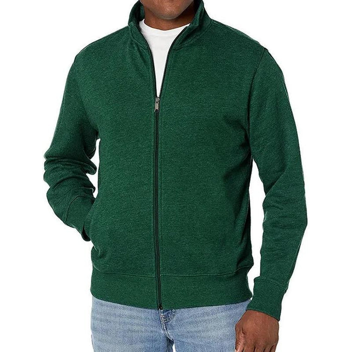 DOM | Veste sweat unie zippée à col montant pour hommes